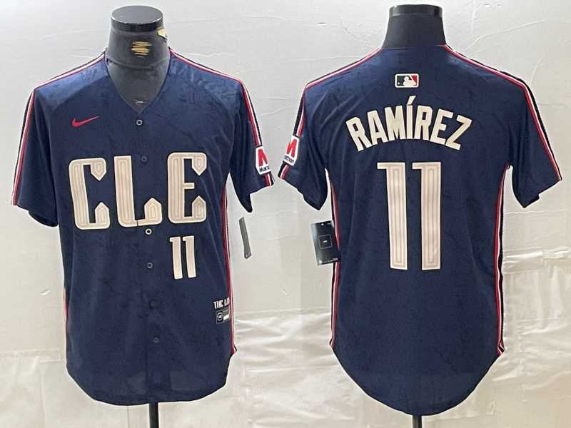 Men%27s Cleveland Guardians #11 Jose Ramirez Number Navy 2024 City Connect Limited Stitched Jersey